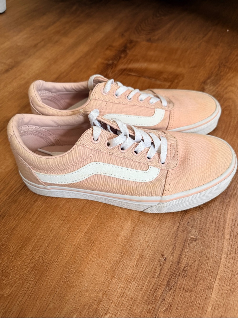 Vans Old Skool Peach Pink White Canvas Skate Sneakers Low Top Shoes size 7